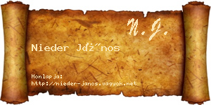 Nieder János névjegykártya
